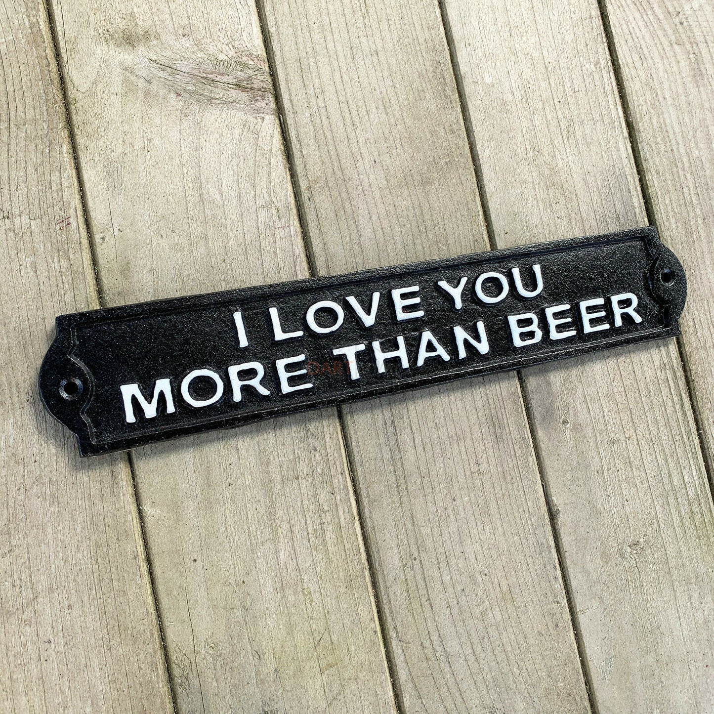 Love You More Than Beer Cast Iron Garden Wall Plaque 31cm