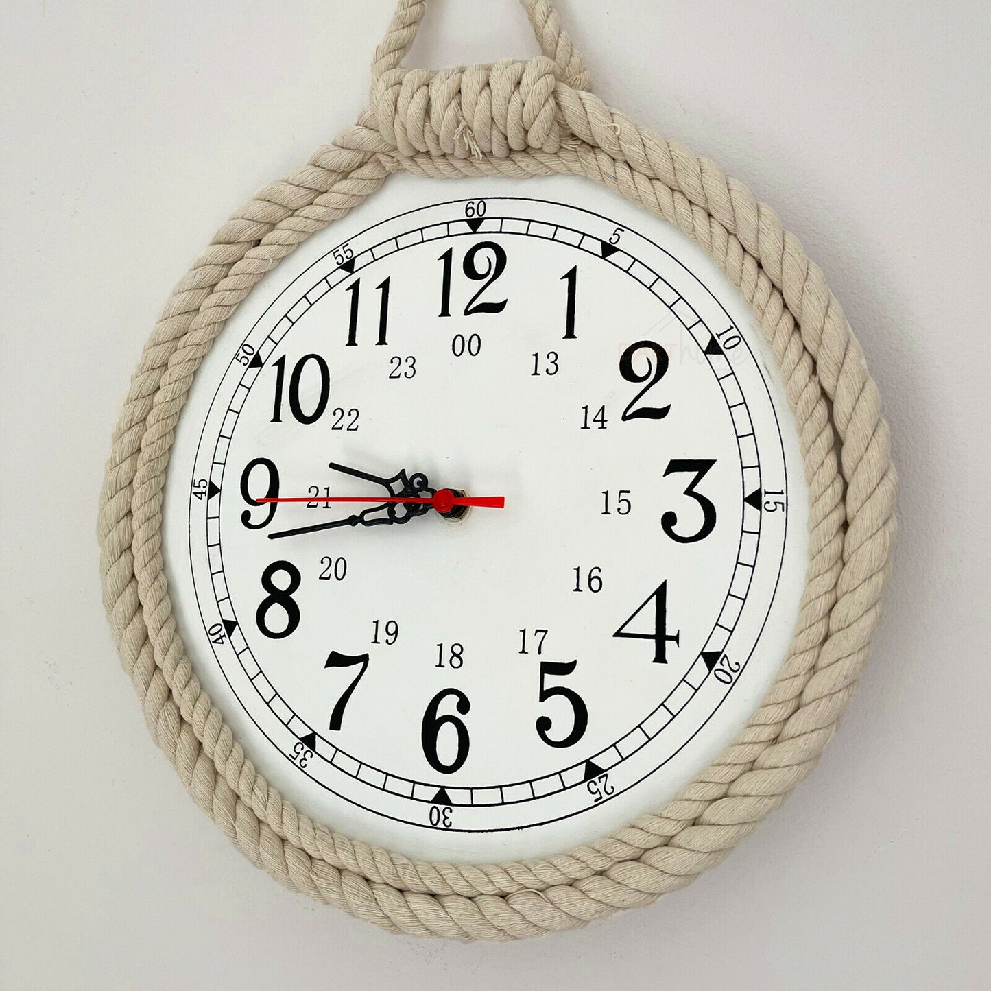 Runde nautische Badezimmer-Wanduhr aus Seil, 40 cm