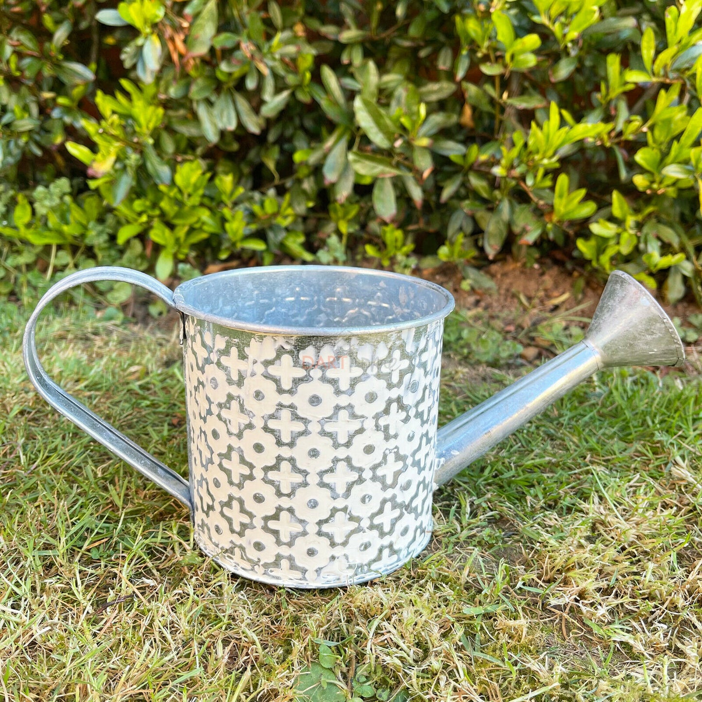 Cream Aztec Galvanised Zinc Metal Watering Can Planter