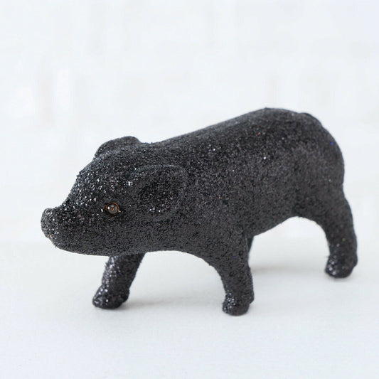 Miniatur-Harz, schwarzes stehendes Berty-Schwein, Heimdekoration, 9 cm