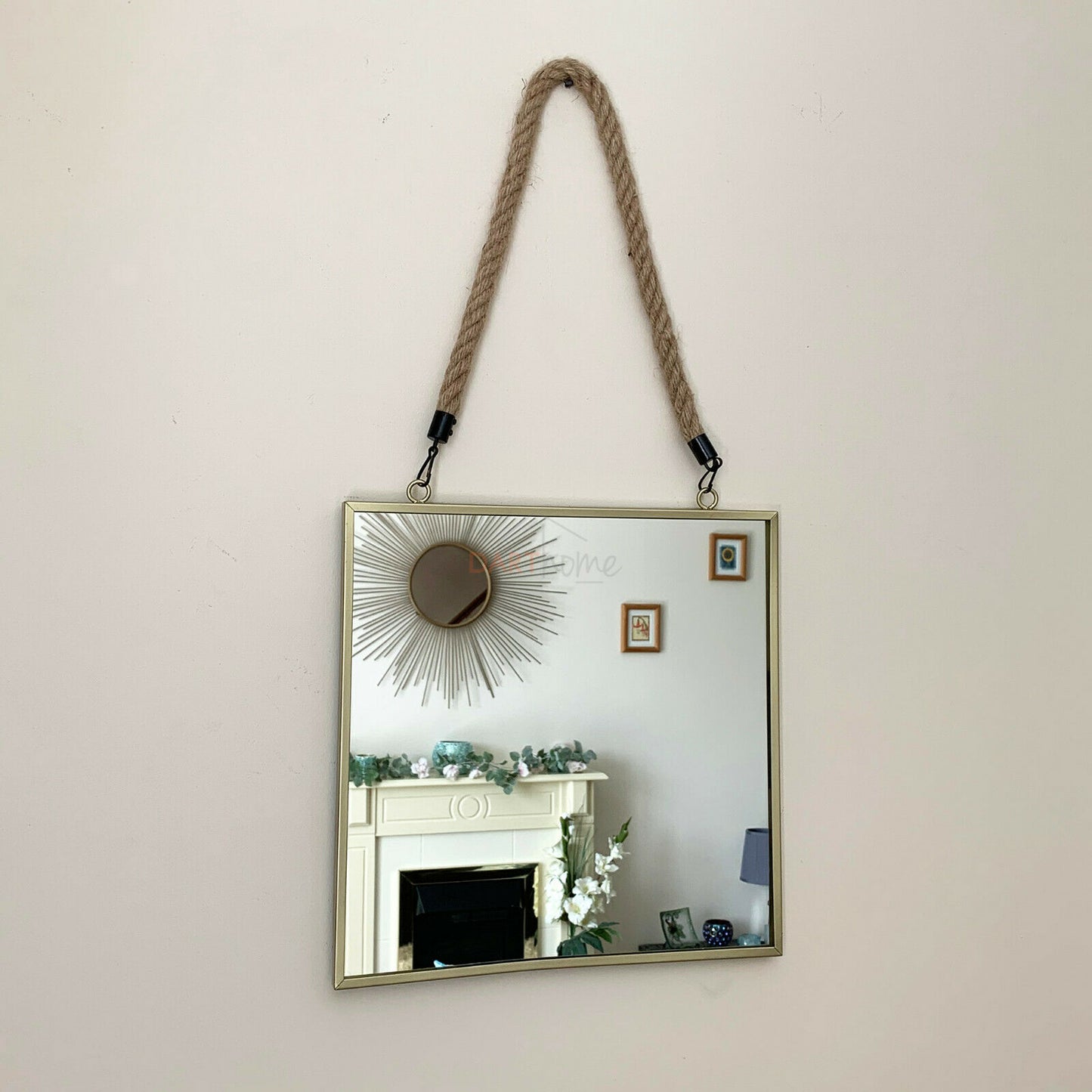 Gold Rope Hanging Square Mirror