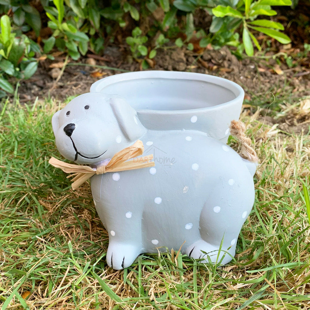 Polka Dot Sitting Dog Plant Pot