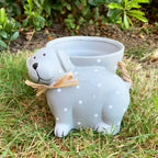 Polka Dot Sitting Dog Plant Pot