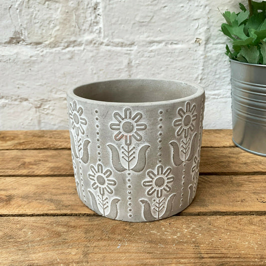 Cement Sunflower Plant Pot