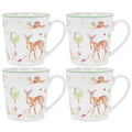 Set Of 4 Woodland Theme Coffee Mugs Gift Boxed